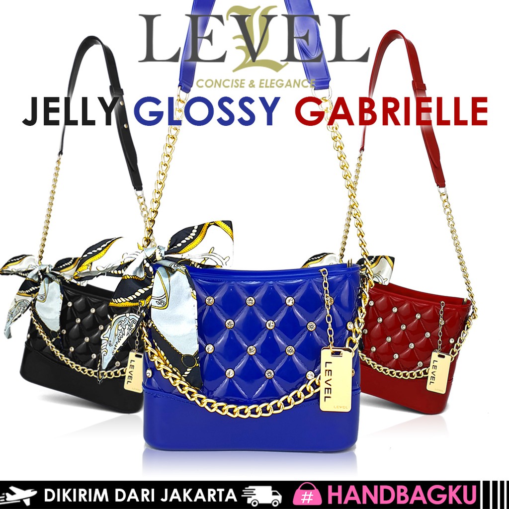 HANDBAGKU TAS LEVEL JELLY GLOSSY GABRIELLE IMPORT FASHION wanita batam murah selempang