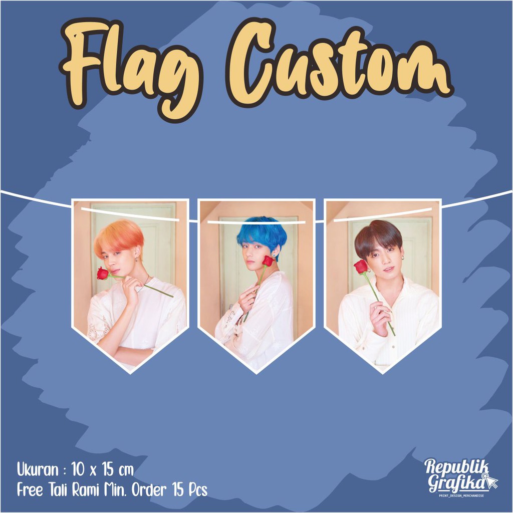 Bunting Flag BTS - Bunting Flag Wanna One - Bunting Flag Exo - Custom - 10 x 15 cm