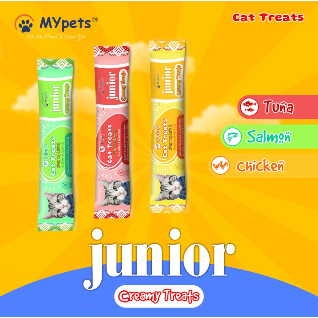 Junior Creamy Treats Snack Kucing Liquid Rasa Tuna Salmon Chicken