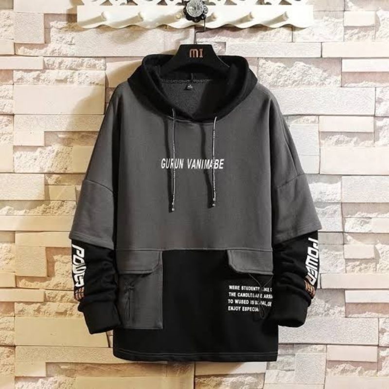 NEW Sweater hoodie pria GURUN VANIMABE lengan panjang / switer pria / jaket pria