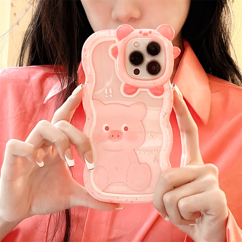 Soft Case Silikon TPU Transparan Motif Kartun Babi Pink Untuk iPhone 13 12 11 Pro Max X Xr Xs Max