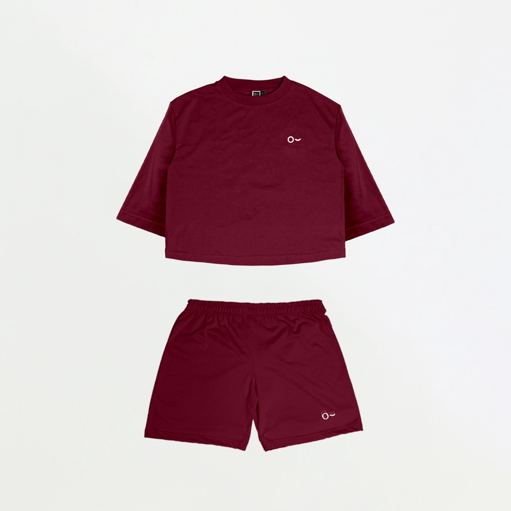 JOHNJILL - Kaos Oversize Croptop &amp; Short Pants - Basic Set