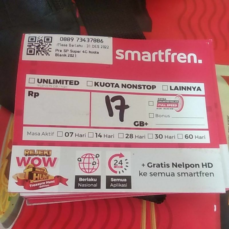 KARTU PERDANA SMARTFREN KUOTA 17GB