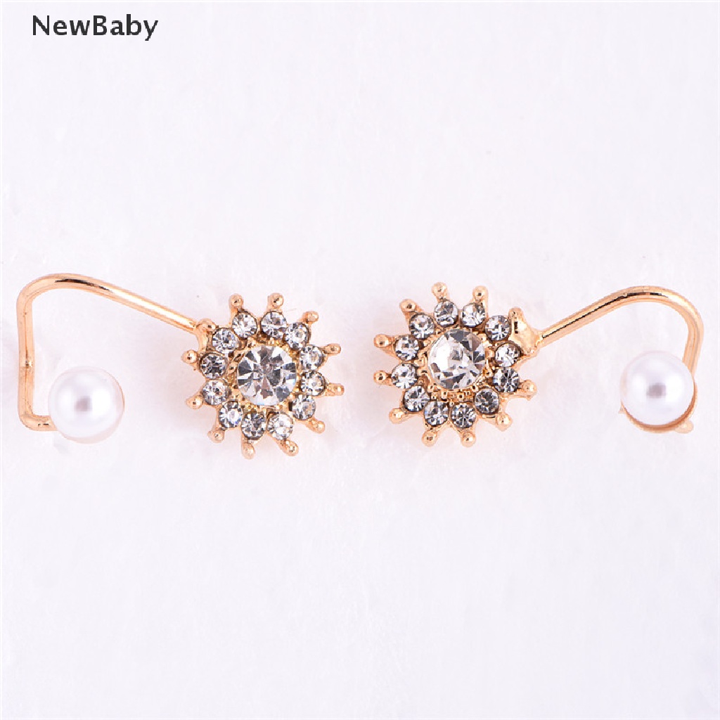 1 Pasang Anting Stud Hias Mutiara Berlian Imitasi Untuk Wanita