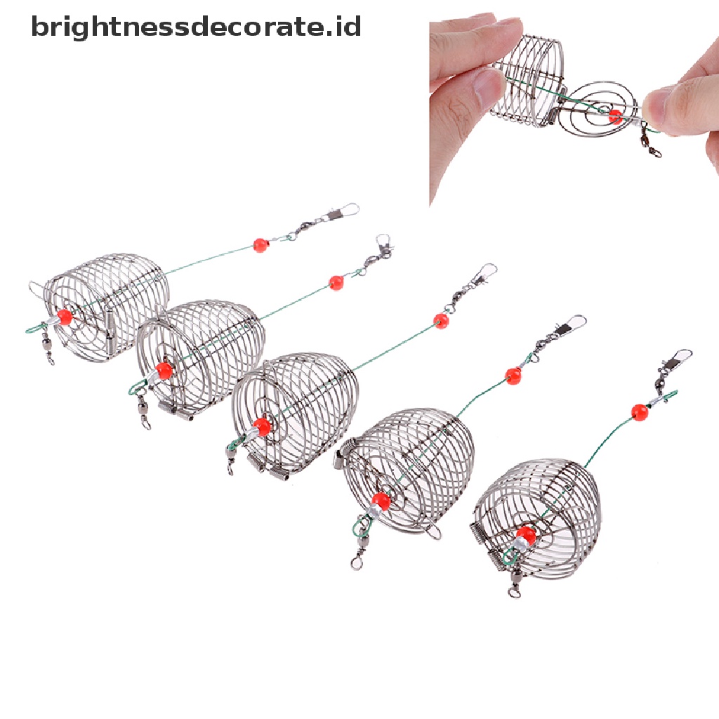 [birth] 5PCs Wire Fishing Lure Cage Fish Bait Cage Fishing Trap Basket Feeder Holder [ID]