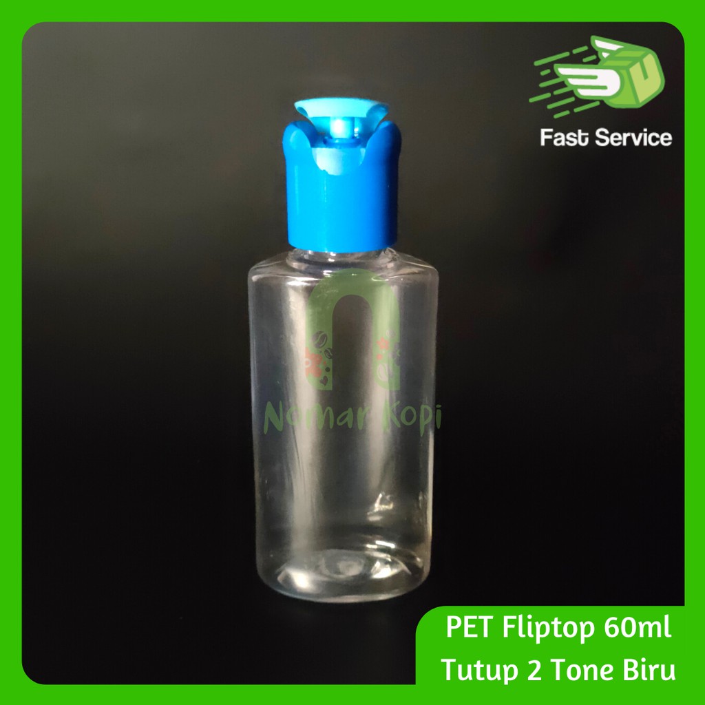 Botol PET 60ml Bening Fliptop Tutup 2 Tone Hand Sanitizer Sabun Lotion Toner Shampoo HARGA GROSIR