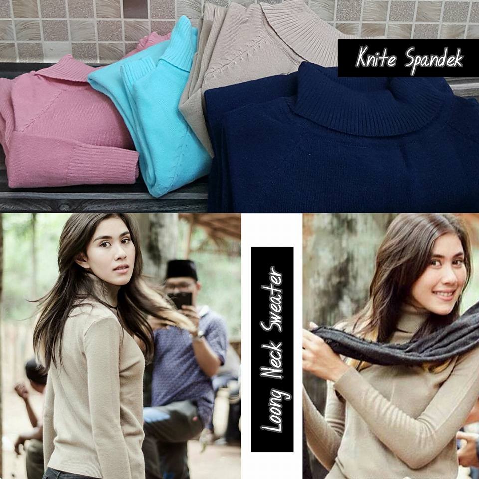 Jaket dan Sweater Wanita Murah Syahnaz Long Neck Rajut