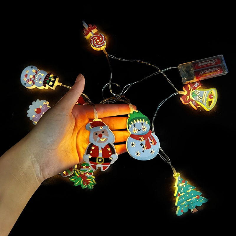 Lampu String 10 Led 1.65m Bentuk Boneka Santa Claus Untuk Dekorasi Pohon Natal