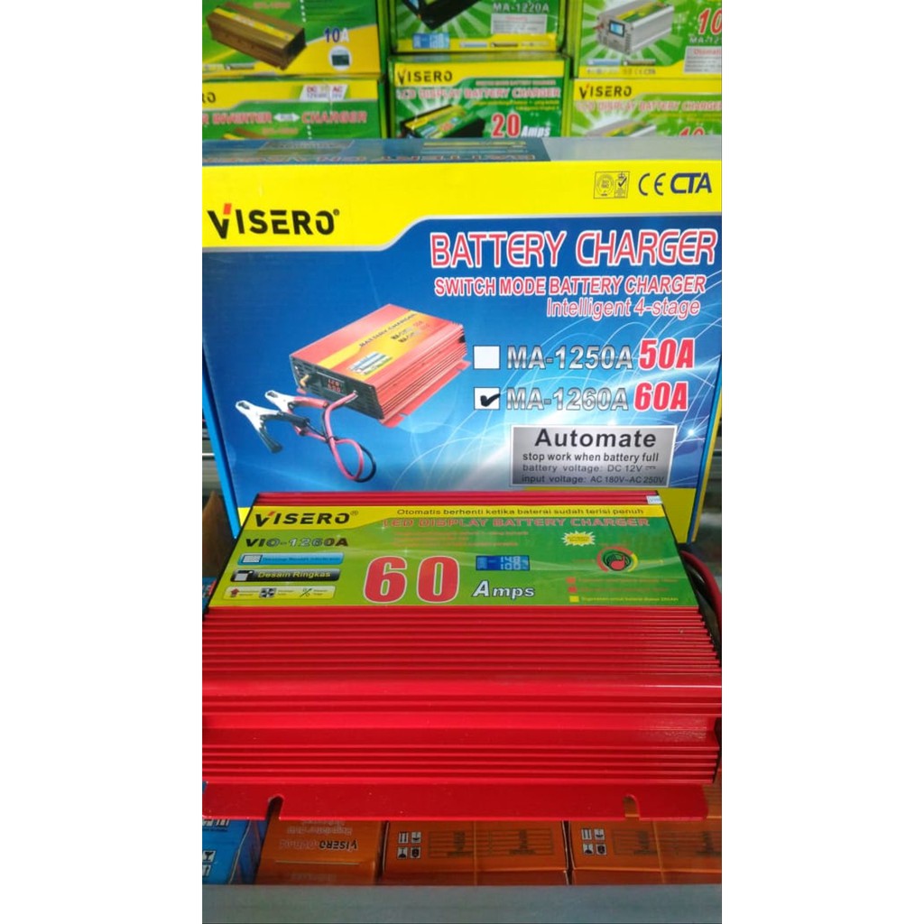 Charger Aki Visero 12V 60A cas aki mobil truck dll Baterai Charger Smart Intelligent Automatic