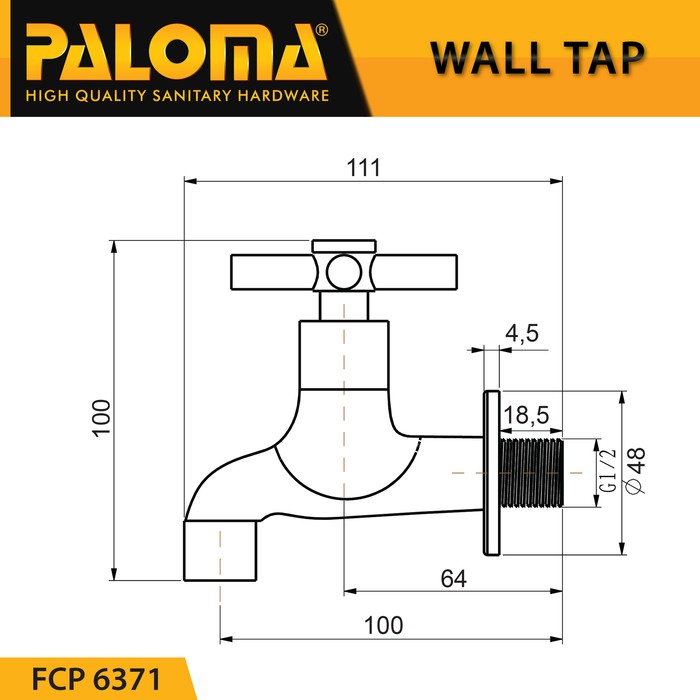 PALOMA FCP 6371 Keran Taman Bak Mandi Cuci Dinding Tembok Kran Air