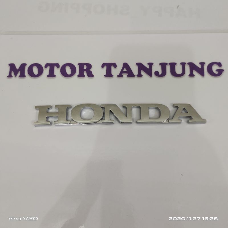 emblem tulisan Honda crom original SIZE 15CM X 1.8CM