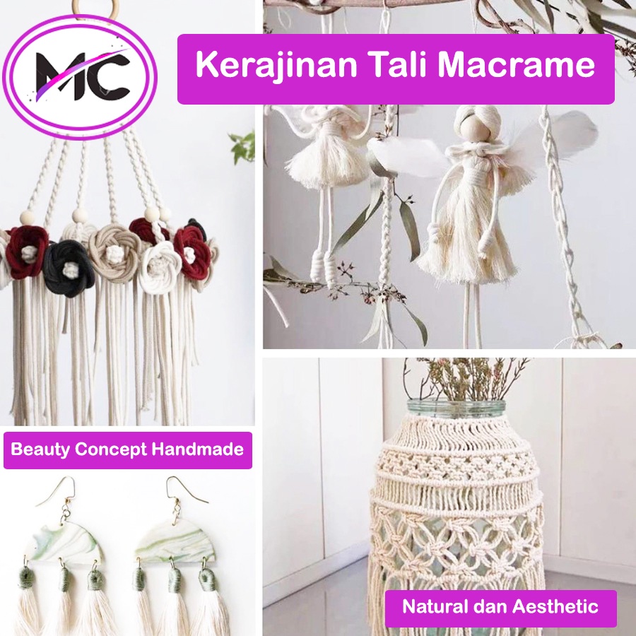 Tali Katun Macrame 4mm 5mm Warna Kualitas Super Tali Tas Sepatu Aksesoris Hiasan Kerajinan Cotton Rope Makrame