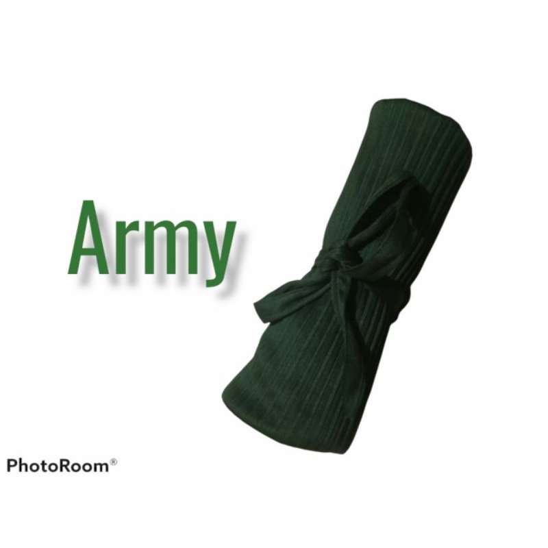 Bergo Maryam Full Plisket Lidi Bahan Hyget Premium-Army