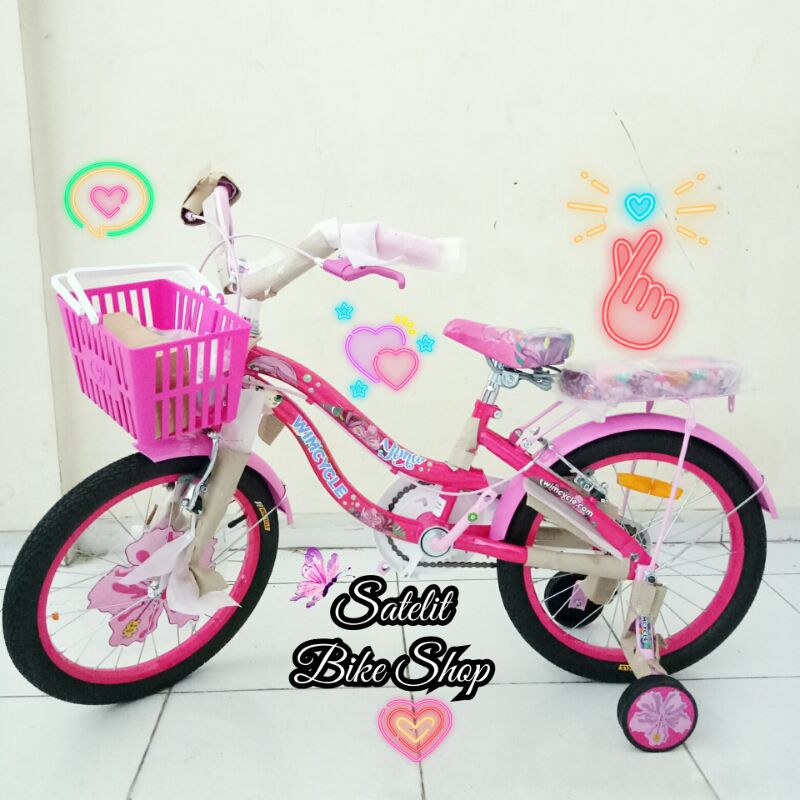 Sepeda Anak Cewek Ukuran 18 Wimcycle Yuna Pink Sepeda Anak Perempuan Sepeda Anak Murah