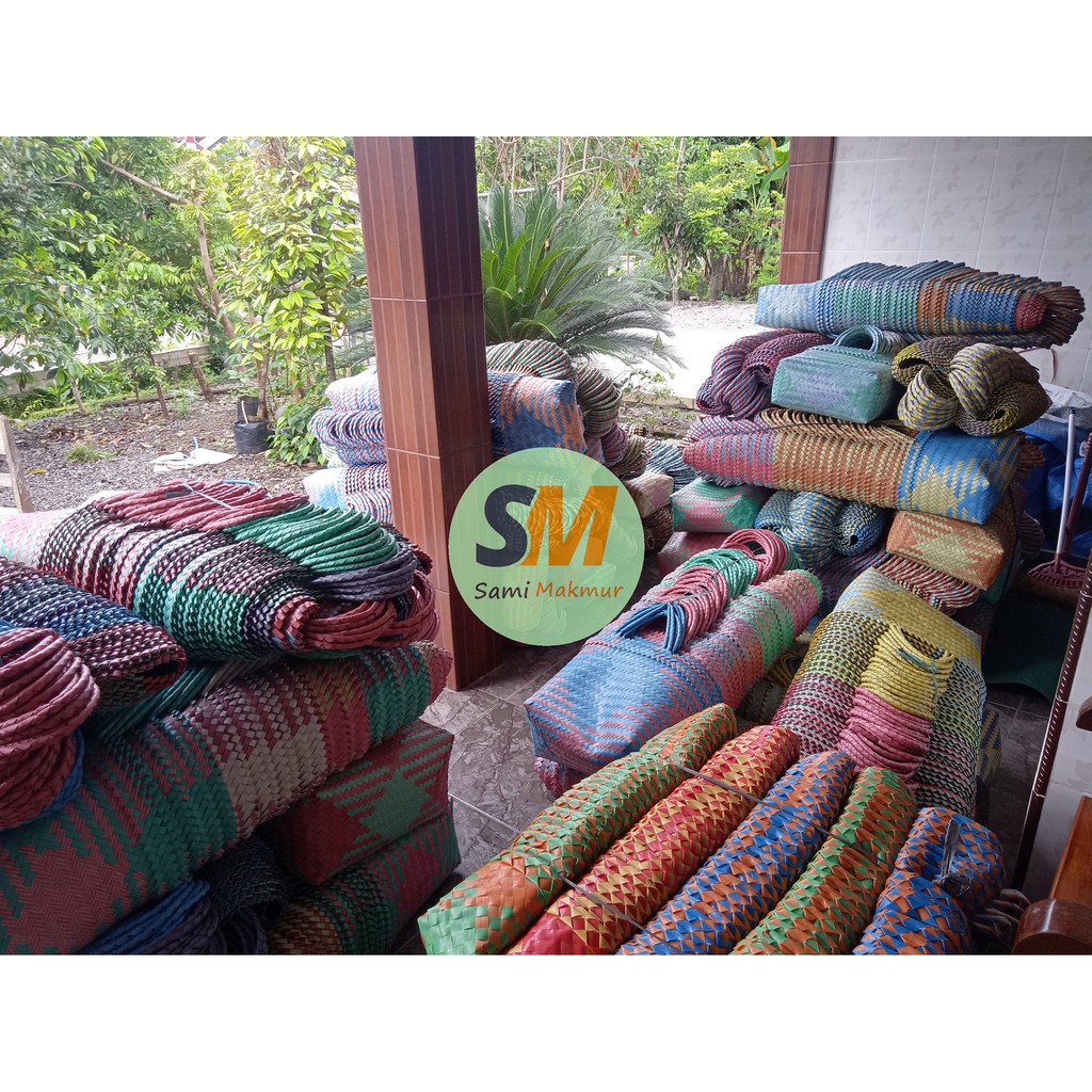 Tas Anyaman Plastik SEDANG Size M LURIK Tanggung untuk Belanja Berkat Tahlilan Muat Kotak Nasi