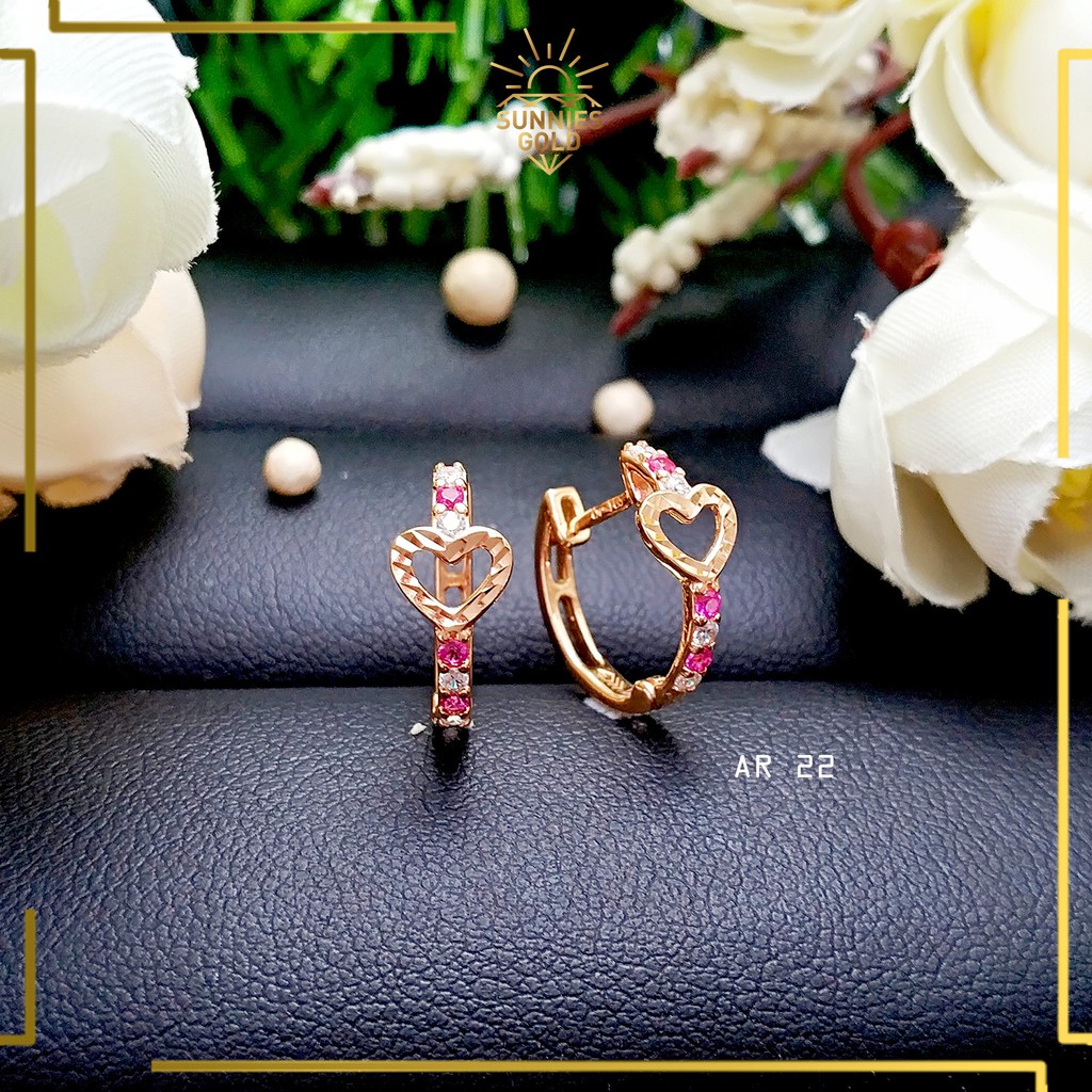 ANTING KLIP EMAS ASLI KADAR 8K MODEL MINIMALIS SIMPEL MOTIF LOVE ANTING KOREA DEWASA MEWAH AR 22