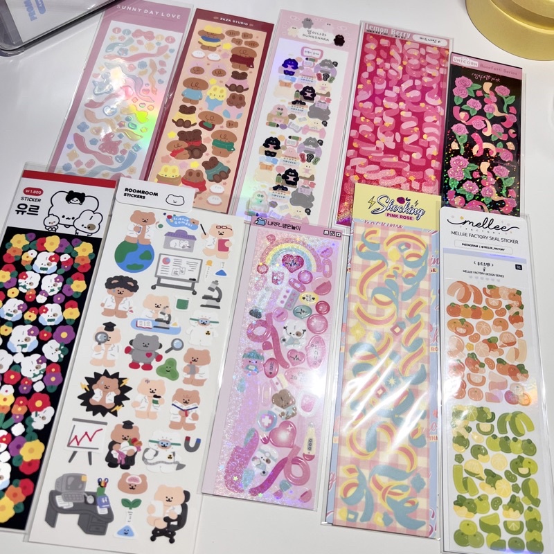 

random korean stickers (urr, lemonberry, zkzk studio, sunnydaylove, dung2nara, flyflyunicorn, spr, mellee, room room)