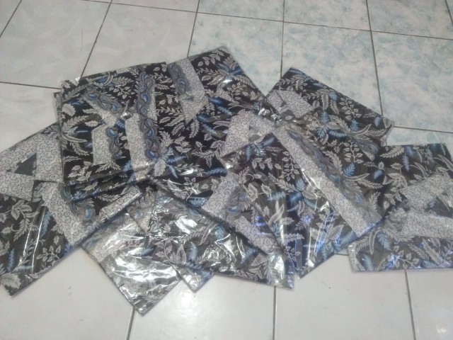 Promo Batik Couple Keluarga Sarimbit Sania Ruffle Batik Ori Ndoro Jowi Motif Blarak Biru