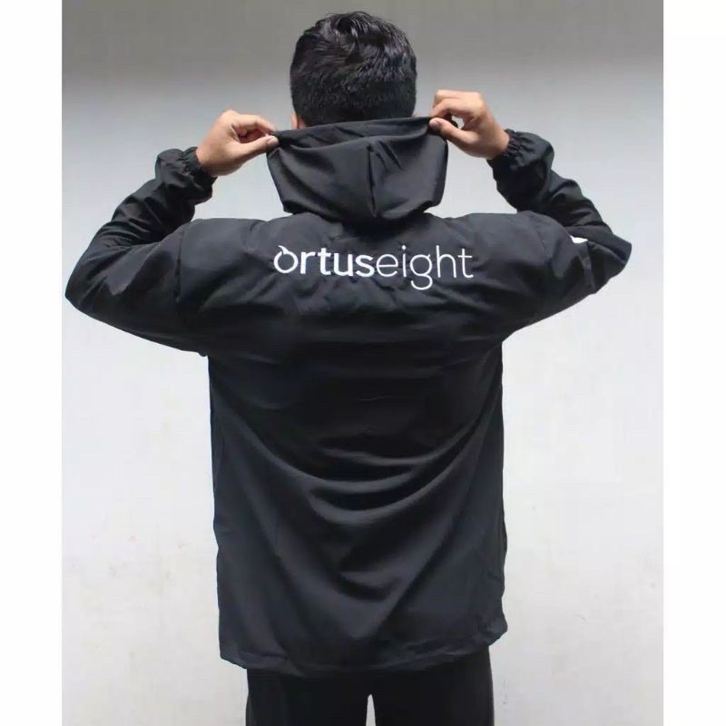 jaket parasut ortuseight unisex running casual (free gantungan kunci/stiker)