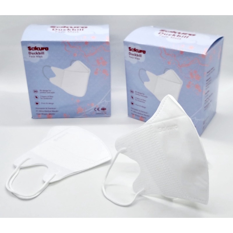 Masker Duckbill Sakura 3ply 50pcs by SEVEN | Premium Mask Kemenkes