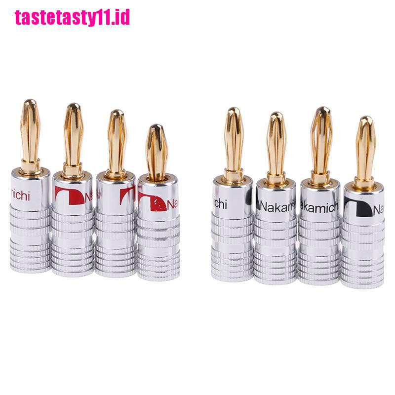 【TTID】4pcs 2pairs 24K Gold Plated Speaker banana plug Audio Jack connector