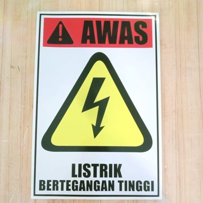 Jual Sign Sticker K3 Rambu Safety Awas Listrik Bertegangan Tinggi 10x15cm Shopee Indonesia