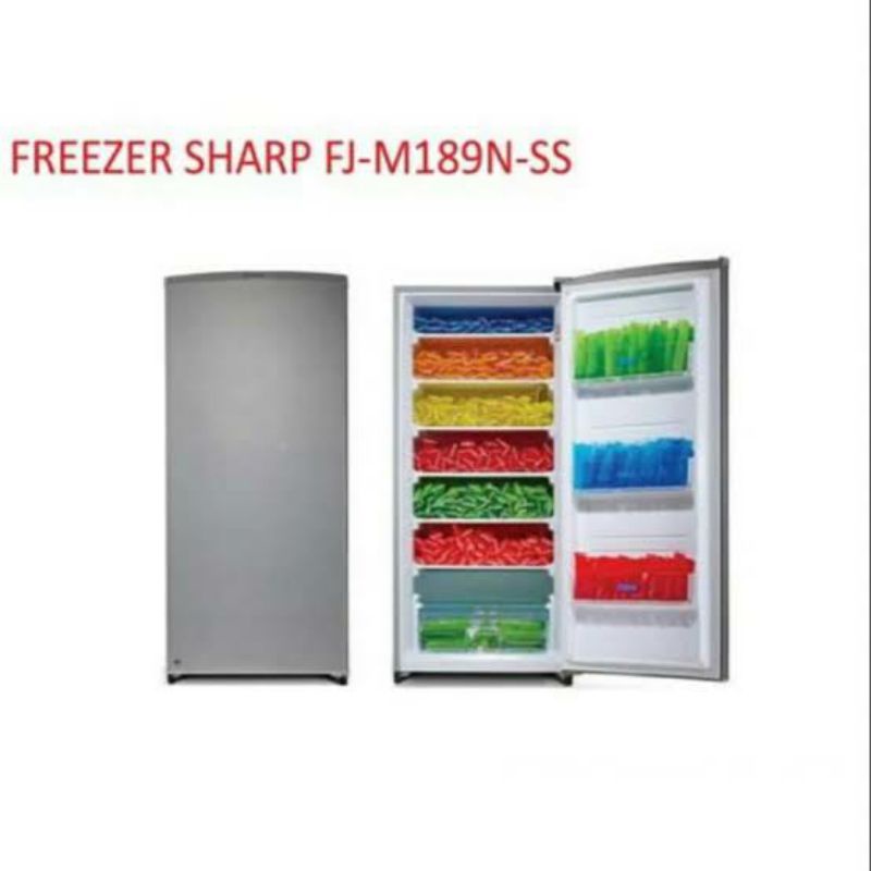 SHARP KULKAS FREEZER STANDING FJ-M189N-SS 6 RAK FJM189NSS FJ M189NS LOW WATT