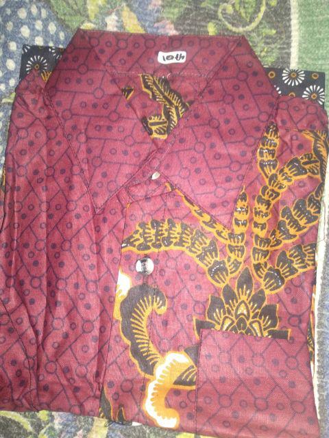 Batik Ayah Anak Merah Maroon/baju Batik Anak Cowok