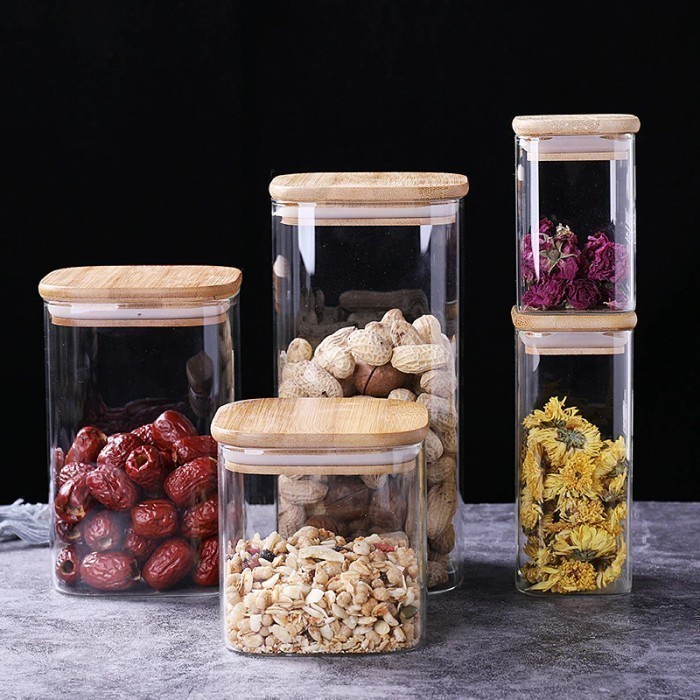 Toples Kaca Penyimpanan Makanan Glass Storage Jar 6x6x12cm - HC1019 - Transparent