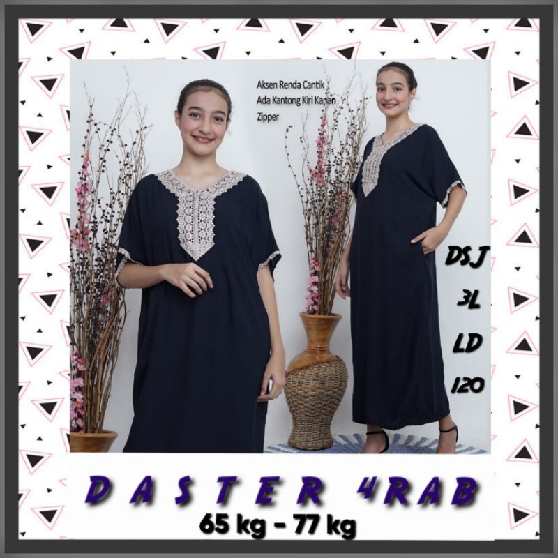 Daster Arab Homey Dress Jumbo Busui Resleting Rayon Premium Baju Hamil LD 120 130 140 150