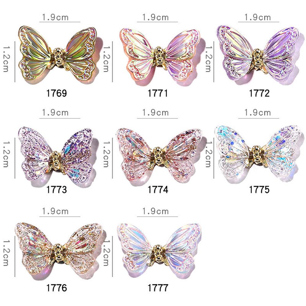 Needway   Butterfly Nail Art Charms Shiny Aurora Kupu-Kupu Zirkon Kuku Rhinestones