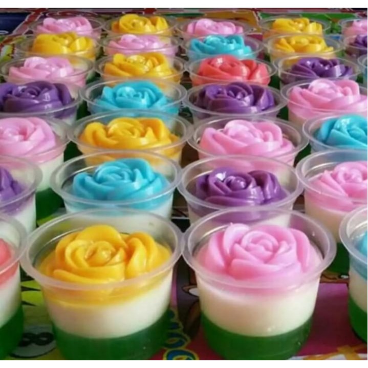 Cetakan Puding Mawar Plastik / Cetakan Kue Bentuk Mawar Plastik / Cetakan Agar Agar (isi 12pcs)