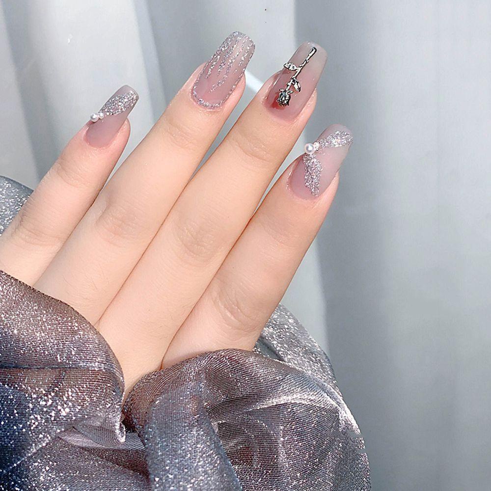Needway Bunga Mawar Kuku Perhiasan Fashion Alloy Logam Bunga Mawar Korea Flash DIY Aksesoris Kuku