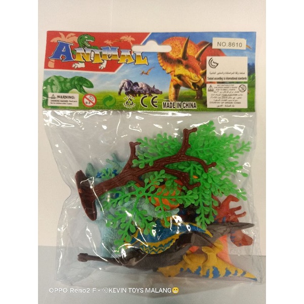 8610 MAINAN DINOSAURUS KECIL ISI 12PCS PLUS POHON / DINO MINI ISI 12PCS / mainan anak edukasi hewan dinosaurus kecil plus pohon mainan super bagus