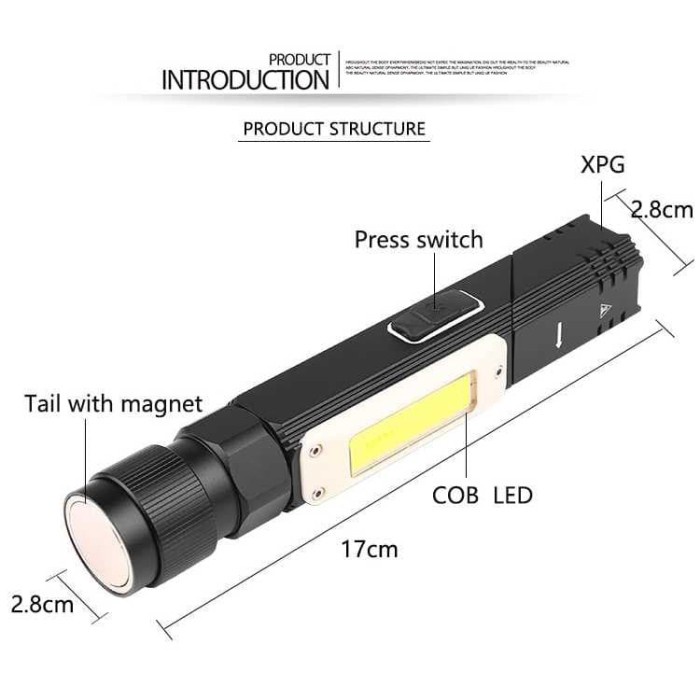 Senter Pocketman 3 LED Rotatable XPG+COB 10000 Aluminium