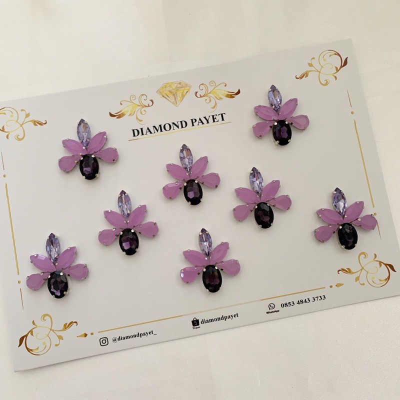 diamond payet rangkai ungu doff tabur