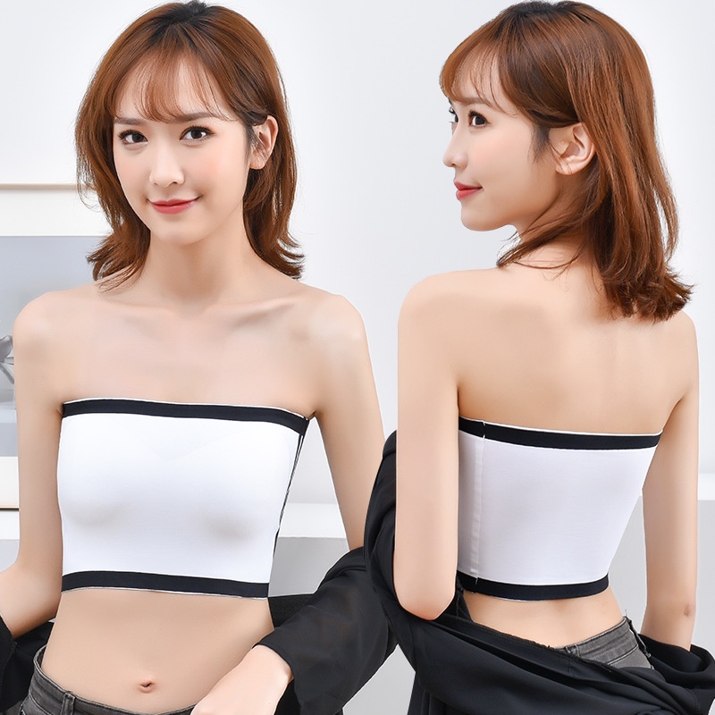 Blackpink Bra Kemben Push Up Tanpa Tali Bandeau Motif Garis  Pakain Dalam Wanita Anti Slip 1163