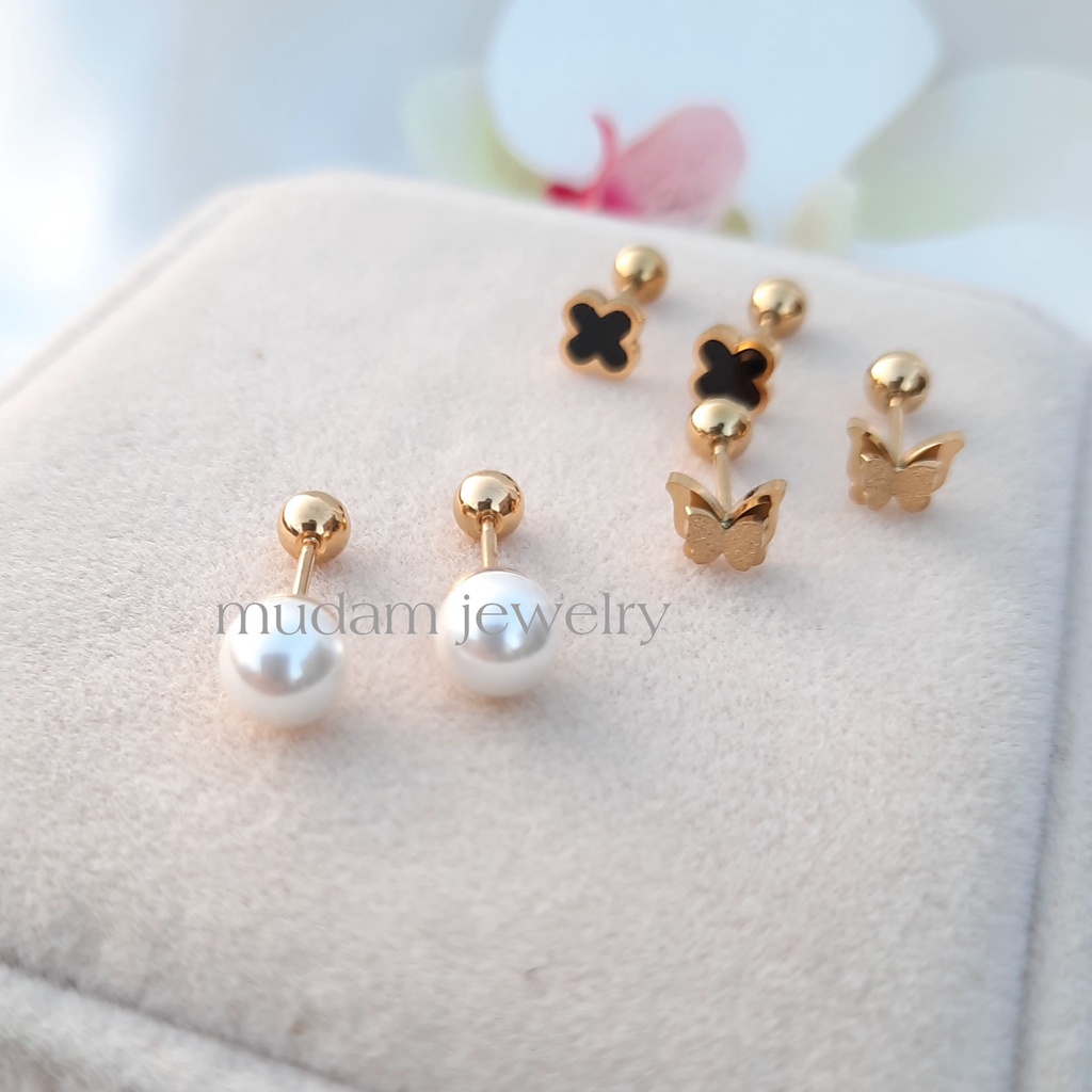 Anting Hook Macam - Macam Anting Putar Warna Gold