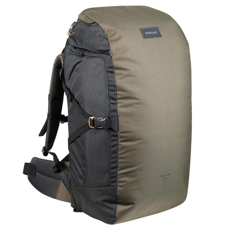 Decathlon Forclaz Tas Carrier Backpack Travel 100 60L Khaki - 8554568