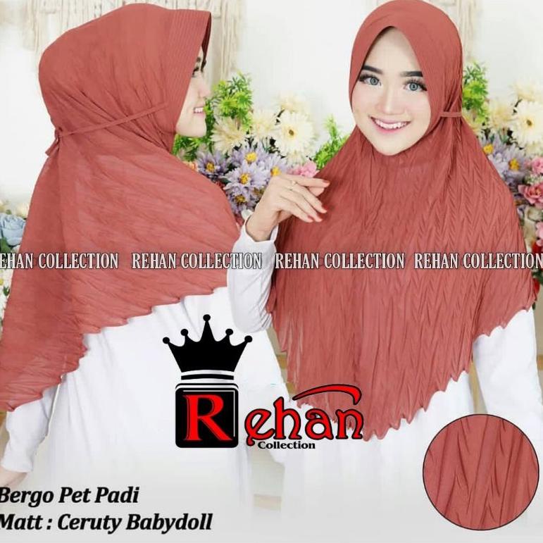 BERGO PLISKET PED PADI / JILBAB BERGO / BERGO MARYAM / BERGO TALI/ MARYAM PLISKET / JILBAB PLISKET "