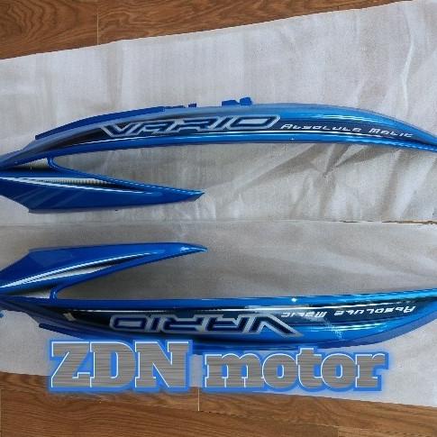 Cover body vario 110 karbu warna biru plus striping