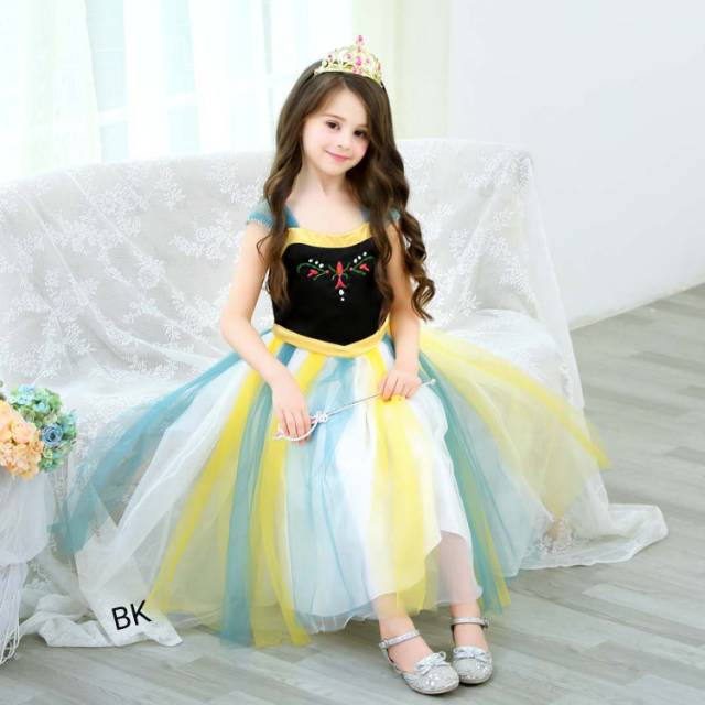 DRESS PRINCESS FROZEN ANNA / KOSTUM ANAK / GAUN PESTA ULANG TAHUN ANAK IMPORT BAGUS MEWAH