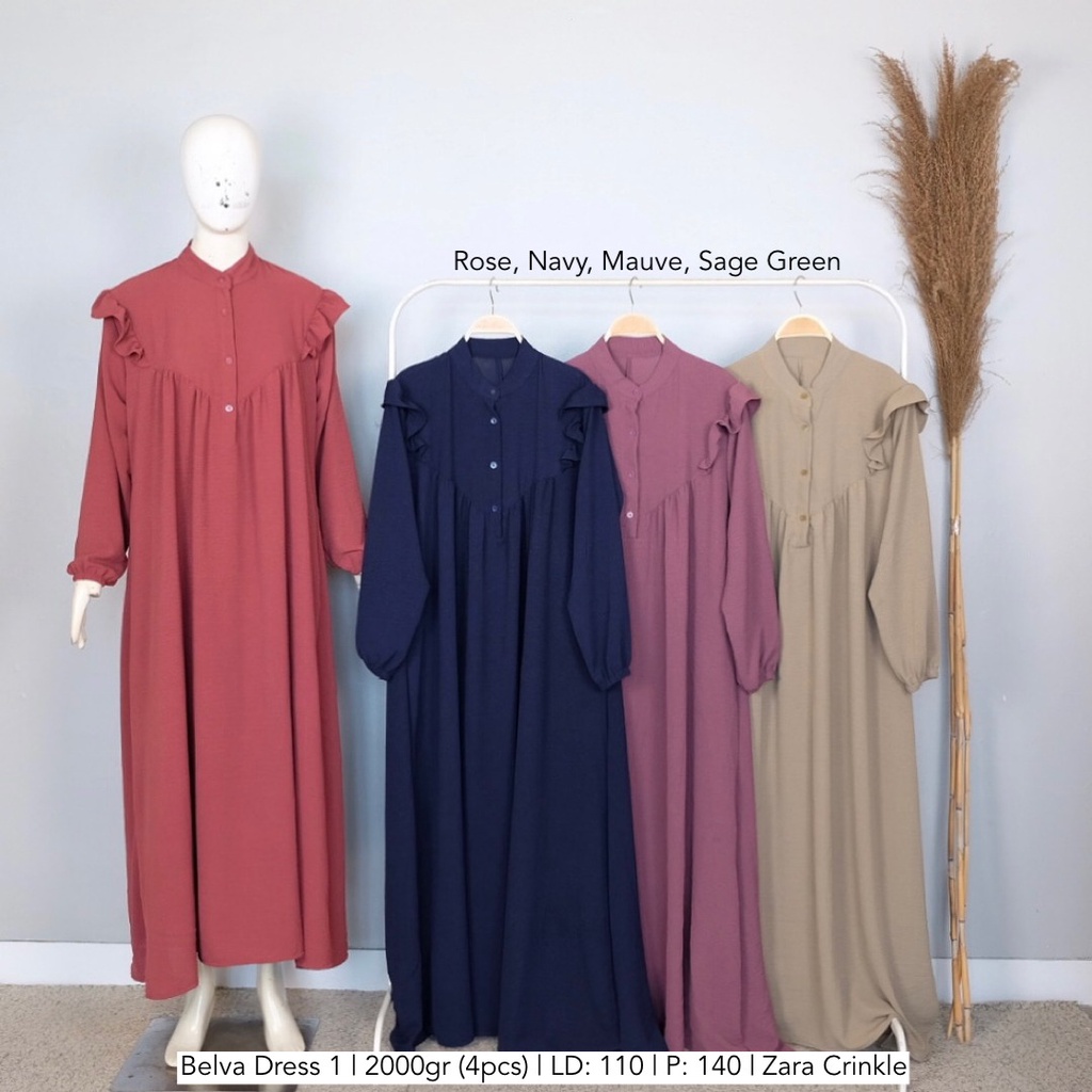 Dress Crinkle / Gamis Muslim Wanita / Belva Dress Zara Crinkle