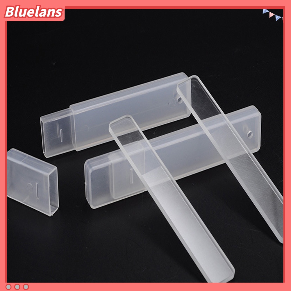 (In Stock) Kacamata Hitam Lensa Warna Warni ♡Alat Kikir Kuku Mini Portable Bentuk Persegi Panjang Bahan Kaca Bening Dengan Kotak Untuk Manicure