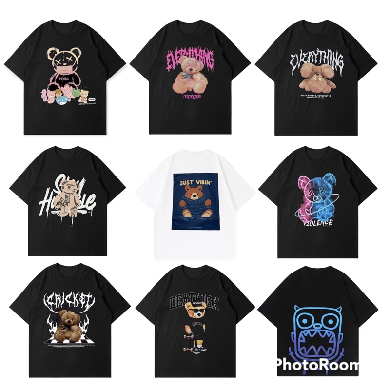 Kaos Bear - Kaos Boneka Beruang - kaos Teddy Bear - size oversize - baju kaos cowok
