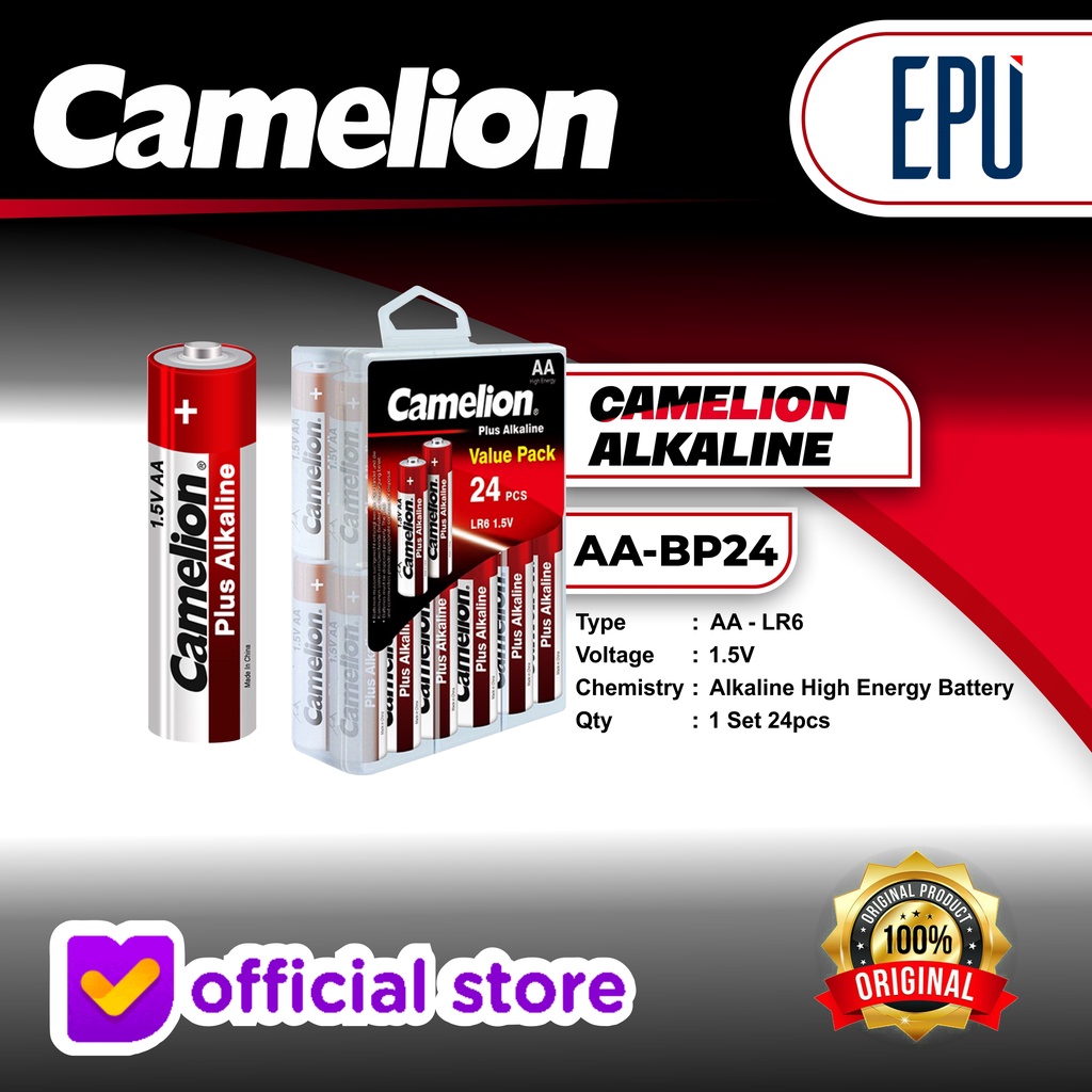 Camelion Baterai Alkaline Battery Batere AA A2 Isi 24 PCS Free Box