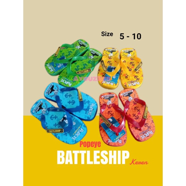 Sandal jepit Anak laki dan perempuan Battleship Popeye