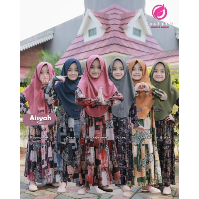 Aisyah Dress Gamis Anak Bahan Daster Adem Simple Harian Anak baju Ngaji Anak Perempuan Rayon Motif /