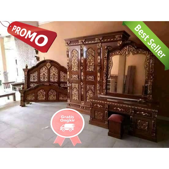 Kamar Tidur Set Kayu Jati Model Ukir Gebyok