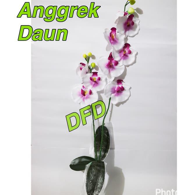 Spirit_Me Anggrek Bulan Artifisial Putih-Ungu / Bunga Artificial / Bunga Plastik